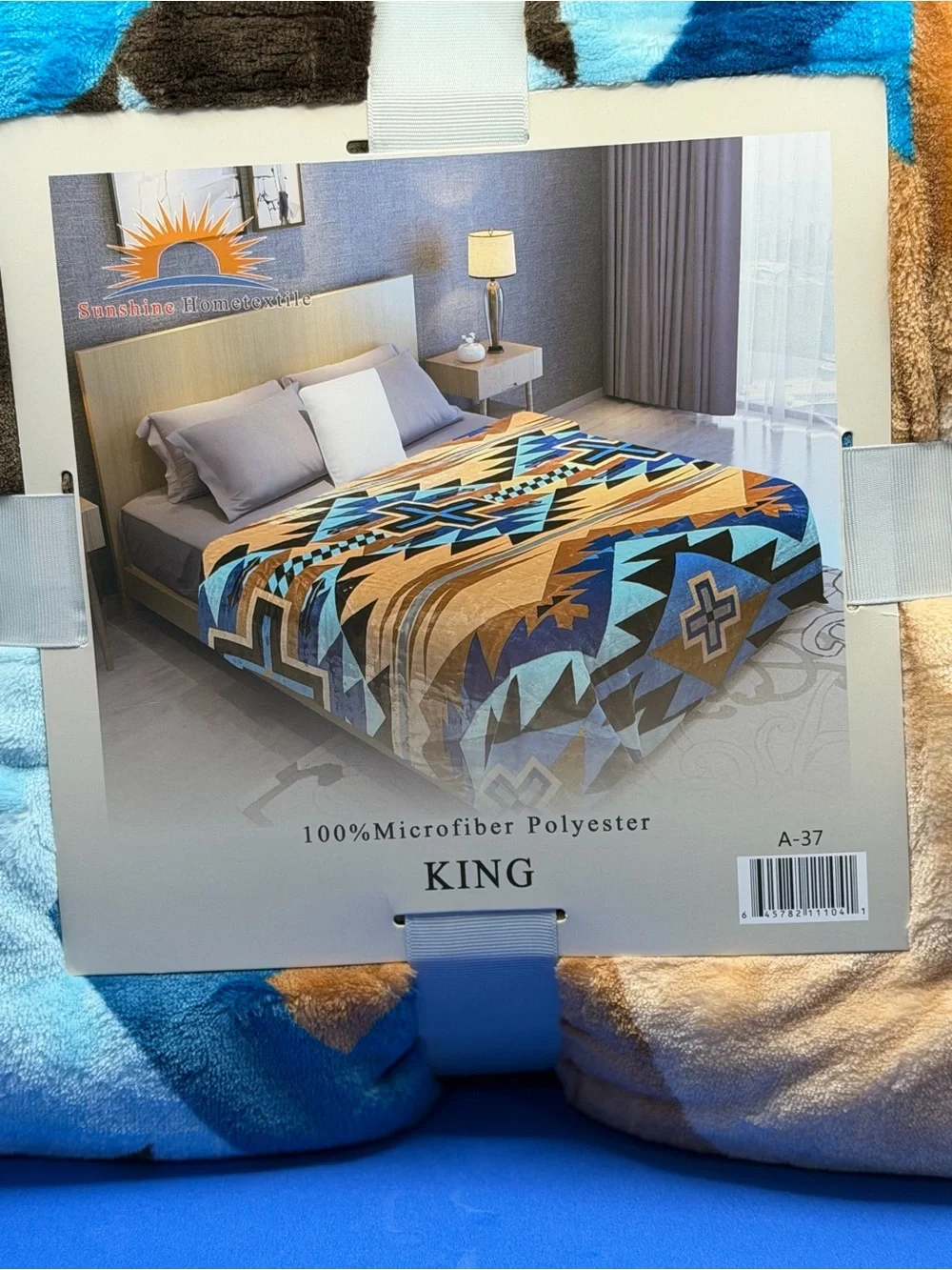 New king size Flannel Blanket Aztec blue Black Brown white soft thick cozy